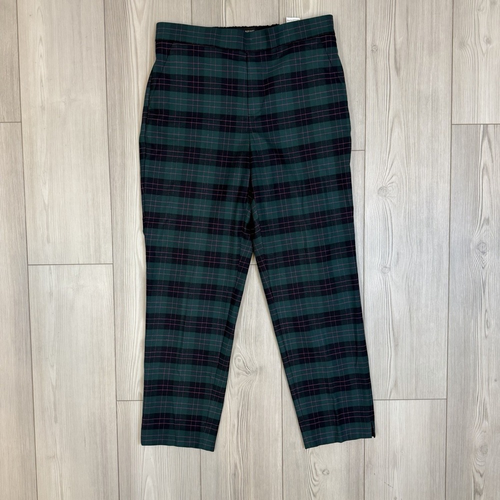 Banana Republic Women Pull On Hayden Pants Size 8 Green Plaid Stretch